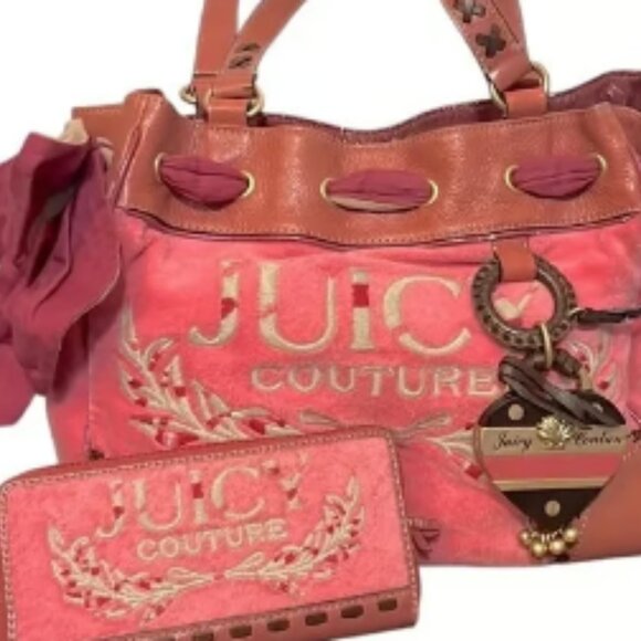 Juicy Couture Pink Vintage Daydreamer Bag Wallet Combo RARE - Picture 1 of 9